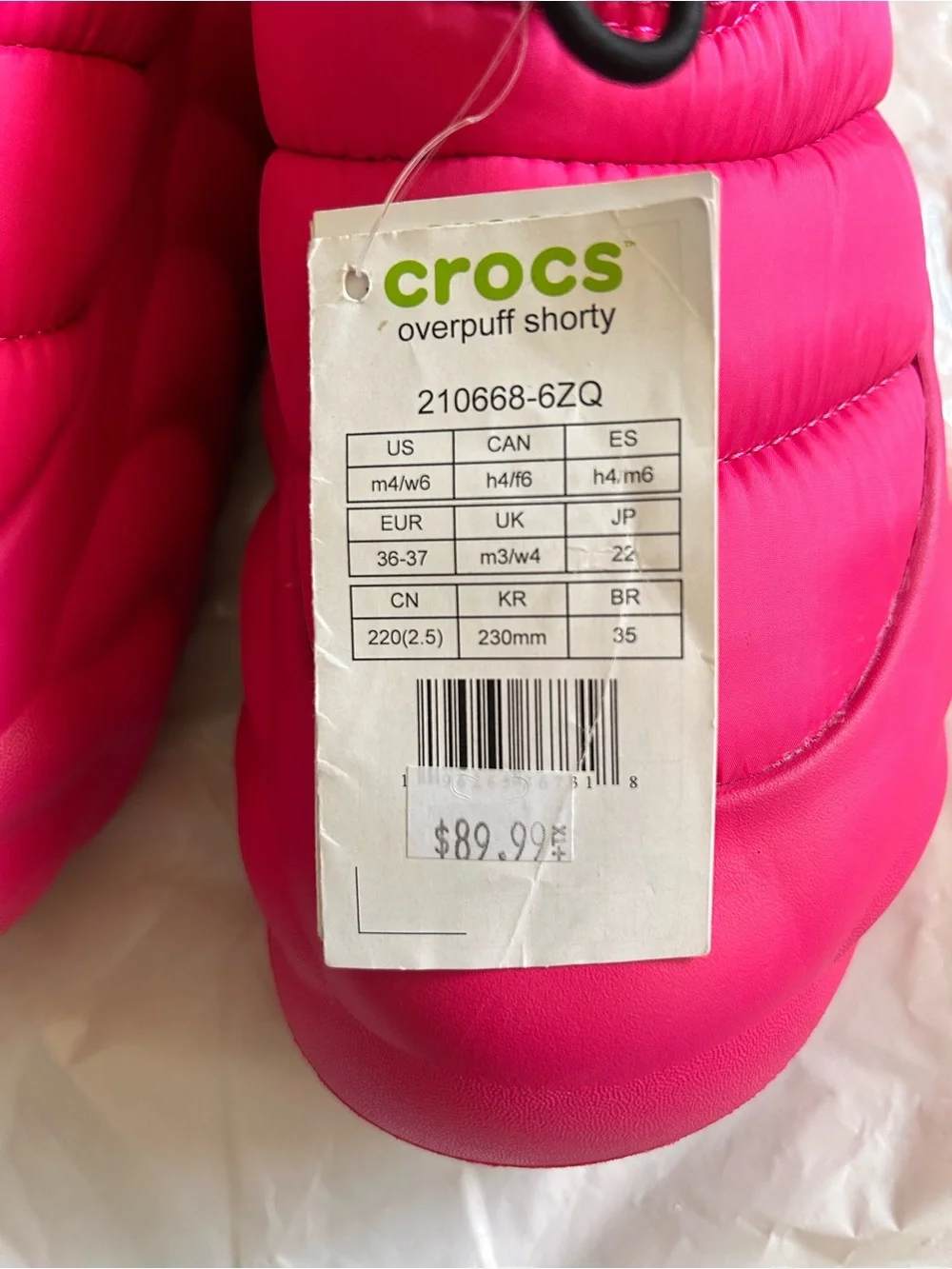 CROCS Puffy Slip-On Clog in Hot Pink